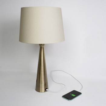 Distribuidor - Lâmpadas Diversas | Sobre Mesas Decoração | SOBREMESA PEARL 1XE27 CUERO 61X33X33 CM PUERTO USB Ref: 130771014